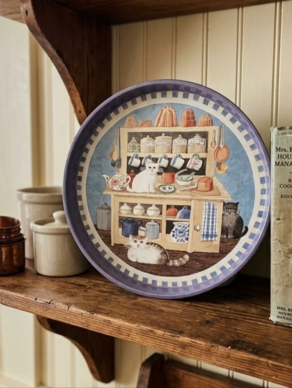 Vintage Pat Albeck Cats Round Serving Cake Tin Made by J Luber